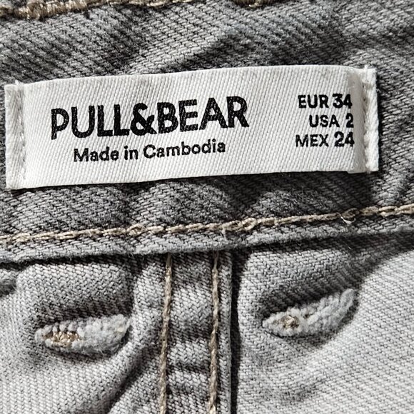 Pull & Bear Mom Jeans Womens Size 2 High Rise Light Gray Denim Pants - Picture 4 of 5